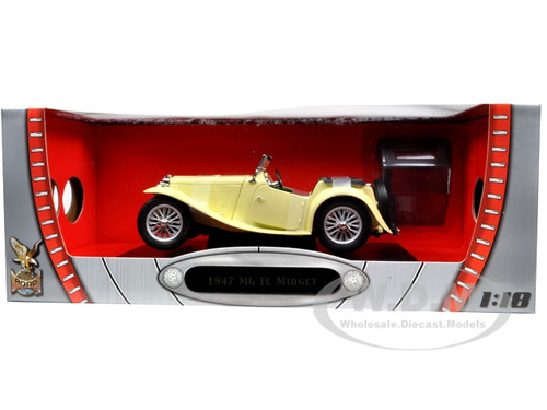1947 MG TC MIDGET YELLOW 1/18 DIECAST MODEL CAR BY ROAD SIGNATURE