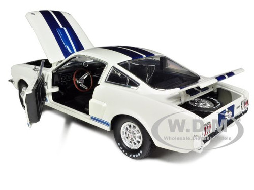 1966 Shelby Mustang GT 350 White with Blue Stripes 1/18 Diecast