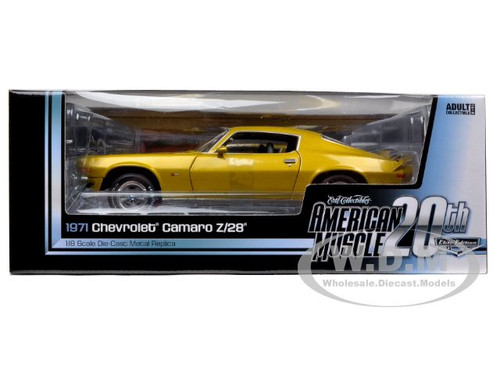 1971 Chevrolet Camaro Z/28 Placer Gold 1/18 Diecast Car Model Auto World  AMM968