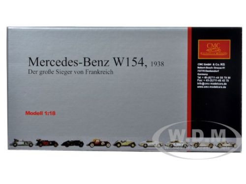 1938 Mercedes W 154 Silver 1/18 Diecast Car Model CMC 025