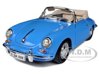 1961 Porsche 356B Convertible Blue 1//18 Diecast Car Model by Bburago
