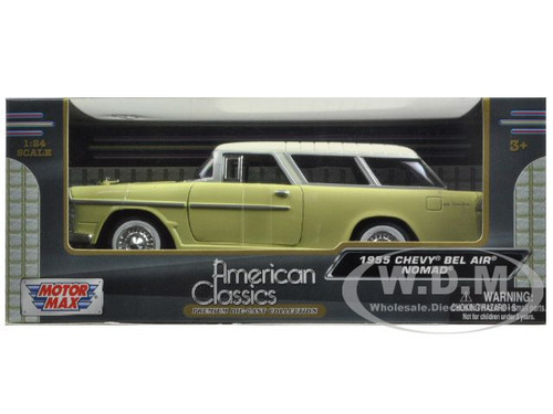 Motor Max 1955 Chevy Nomad Yellow New Without Box 1/24 DiecastCar 74248D 