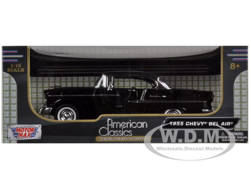 1955 Chevrolet Bel Air Hard Top Black 1/18 Diecast Car Model