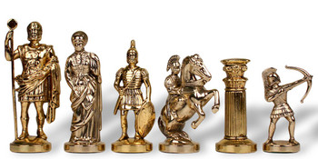 Archers Theme Chess Set Brass and Nickel Pieces - 3.75 King