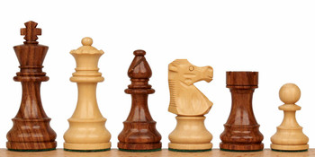 French Lardy Staunton Chess Set in Golden Rosewood and Boxwood - 3.25 King