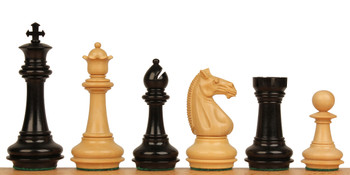Khans Stallion Staunton Chess Set in Ebony and Boxwood - 4.25 King