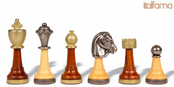 Classic Persian Staunton Brass and Wood Chess Set (Brown)