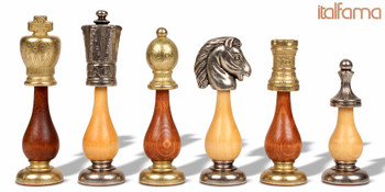 Persian Metal and Wood Staunton Chess Set - 3.875 King