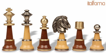 Large Persian Staunton Chess Set in Metal and Wood