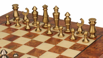 Abstract Knight Brass Chess Set Deluxe Package