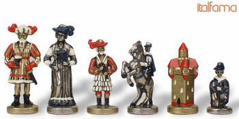 Landsknecht Theme Chess Set Brass and Nickel Hand Painted Pieces