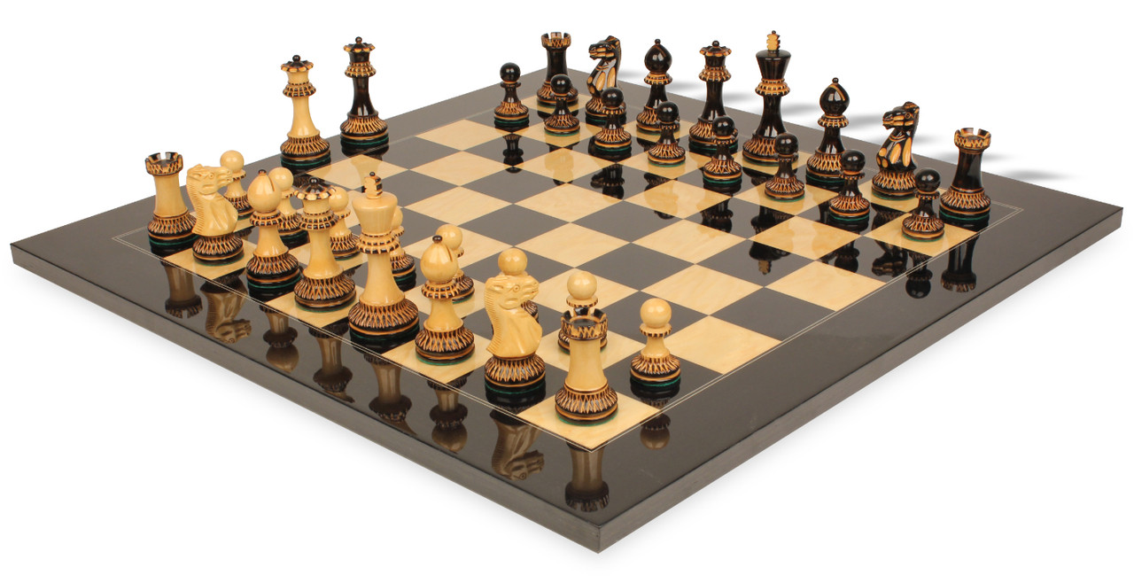 Nice Chess Boards parker staunton chess set in burnt boxwood with black ash burl Nice Chess Boards parker staunton chess set in burnt boxwood with black ash burl