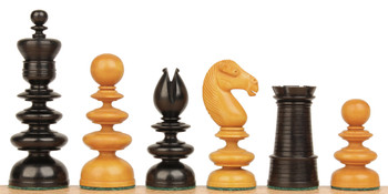 St. George Antique Reproduction Chess Set in Ebony and Boxwood - 3.75 King