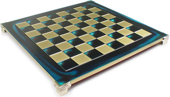 Brass and Blue Chess Board - 2.125 Squares
