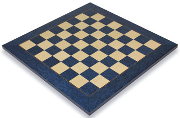 Blue Ash Burl and Erable High Gloss Deluxe Chess Board - 2.375 Squares