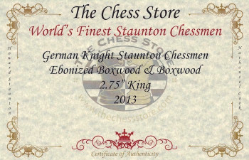 German Knight Staunton Chess Set in Ebonized Boxwood and Boxwood with Macassar Box - 3.75 King