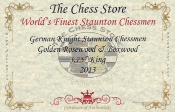 German Knight Staunton in Rosewood and Boxwood with Mahogany Box - 3.75 King