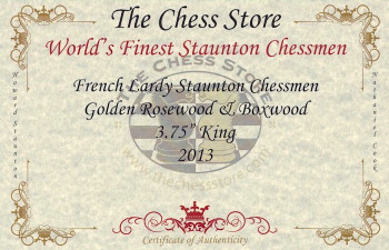 French Lardy Staunton Chess Set in Golden Rosewood and Boxwood with Walnut Box - 3.75 King