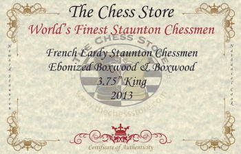 French Lardy Staunton Chess Set in Ebonized Boxwood and Boxwood with Mahogany Box - 3.75 King