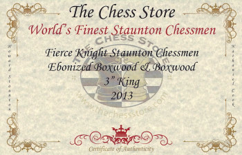 Fierce Knight Staunton Chess Set in Ebonized Boxwood with Mahogany Box - 3 King