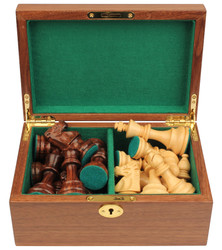 French Lardy Staunton Chess Set in Rosewood and Boxwood with Walnut Box - 3.75 King