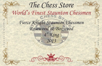 Fierce Knight Staunton Chess Set in Rosewood and Boxwood with Mahogany Box - 4 King