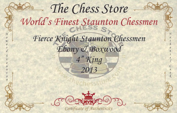 Fierce Knight Staunton Chess Set in Ebony and Boxwood Set with Mahogany Box - 4 King