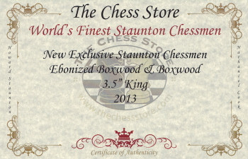 New Exclusive Staunton Chess Set in Ebonized Boxwood with Mahogany Box - 3.5 King