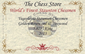 Yugoslavia Staunton Chess Set in Golden Rosewood and Boxwood with Walnut Box - 3.875 King