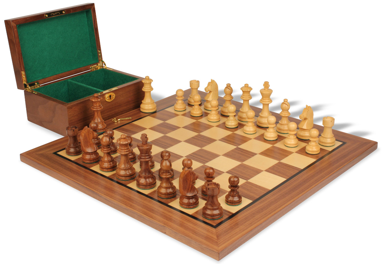 German Knight Staunton Chess Set in Acacia & Boxwood with Walnut Board ...