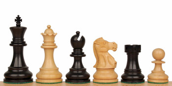 Deluxe Old Club Staunton Chess Set in Ebonized Boxwood and Boxwood - 3.25 King