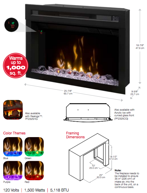 Dimplex 25 Firebox w/Diamond-like Acrylic Ember Bed | Embers Living