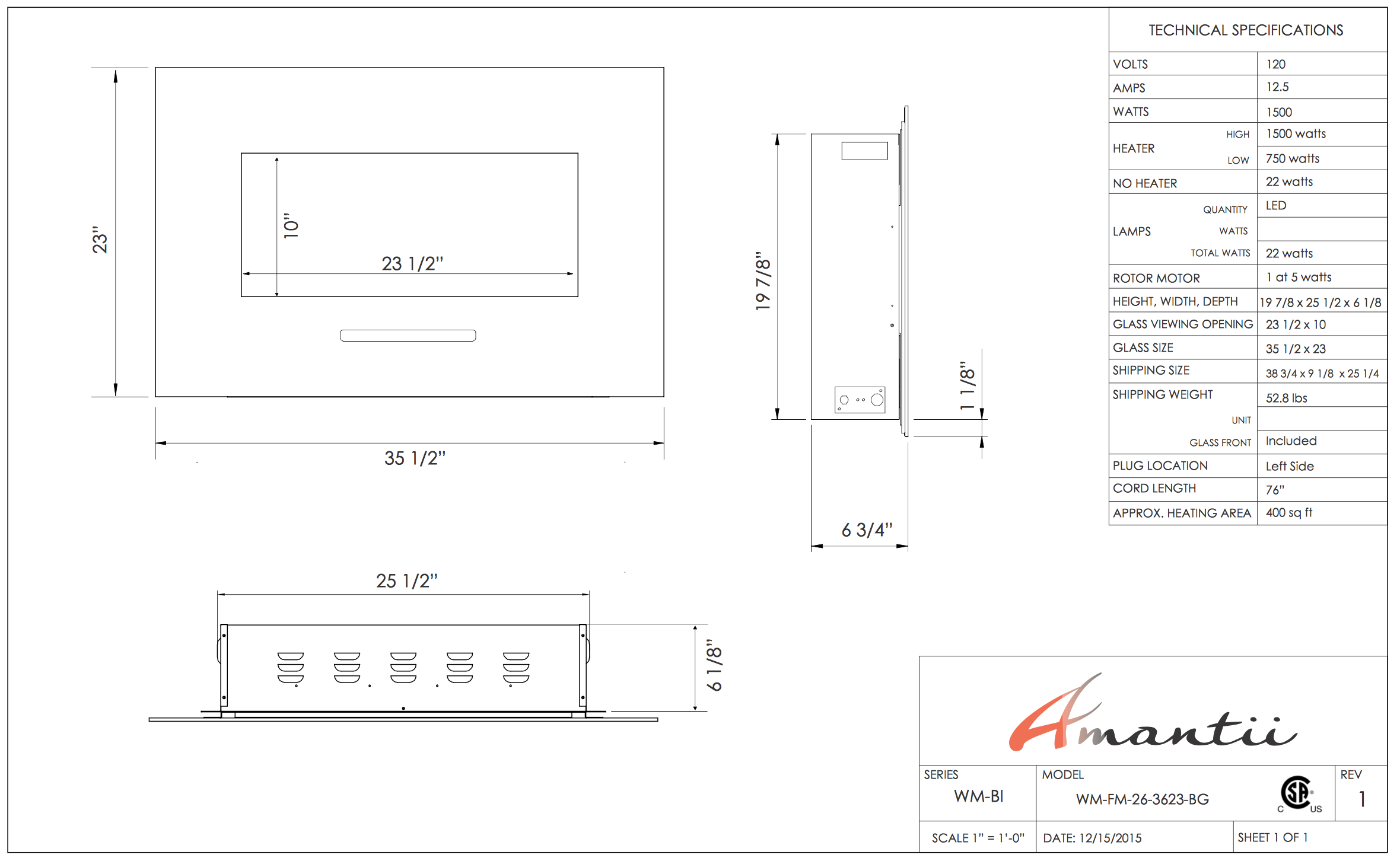 Amantii Built In Flush/Wall Mount Electric Fireplaces additional information 2