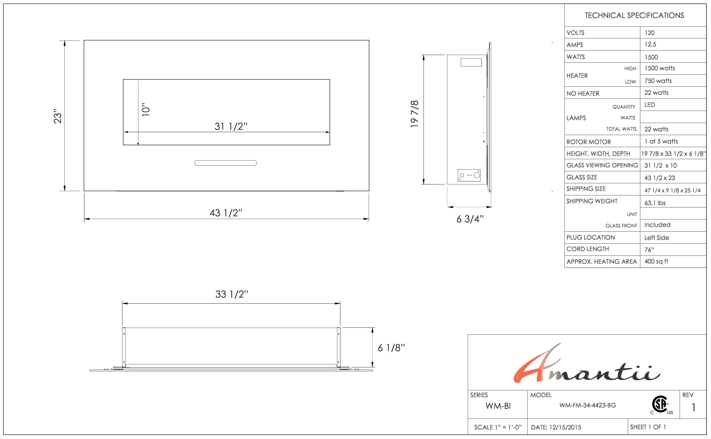 Amantii Built In Flush/Wall Mount Electric Fireplaces additional information 3