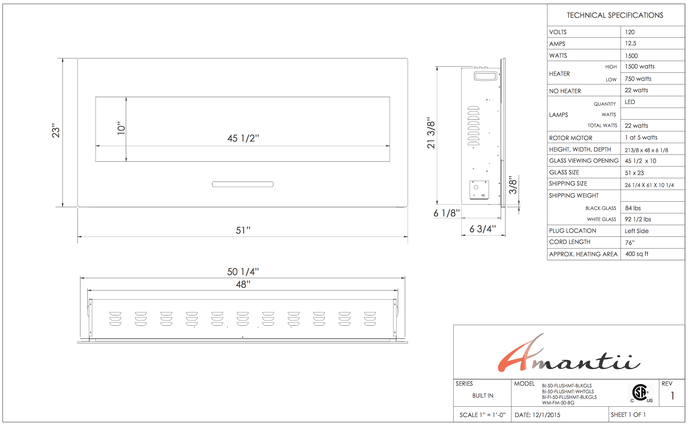 Amantii Built In Flush/Wall Mount Electric Fireplaces additional information 5