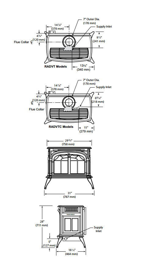 Vermont Castings Radiance Direct Vent Gas Stove w/ Total Signature