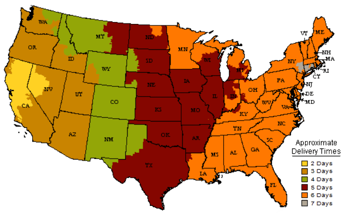 Ups Zone Charts Us