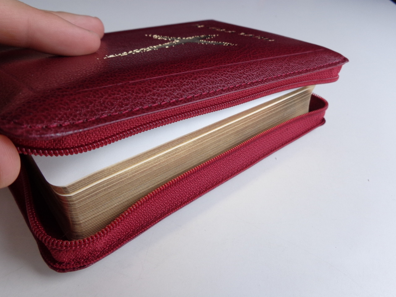 Fijian Holy Bible / Compact Burgundy Leather Bound with Zipper, Golden ...