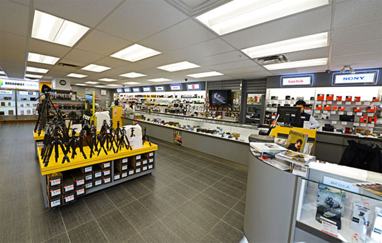 A wide variety of camera parts and products on display in-store