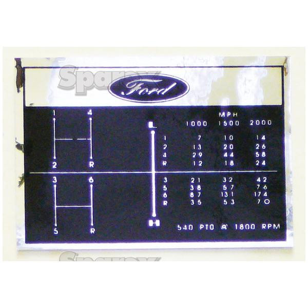 Ford 2000, 3000 Series Tractor 6Speed Gear Shift Pattern Decal