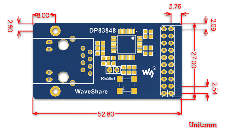dp83848-ethernet-board-size
