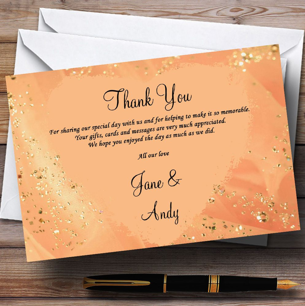 Personalised Wedding Thank You Gifts Image Collections Peach Gold Pretty Personalised Wedding Thank You Cards The Card Zoo