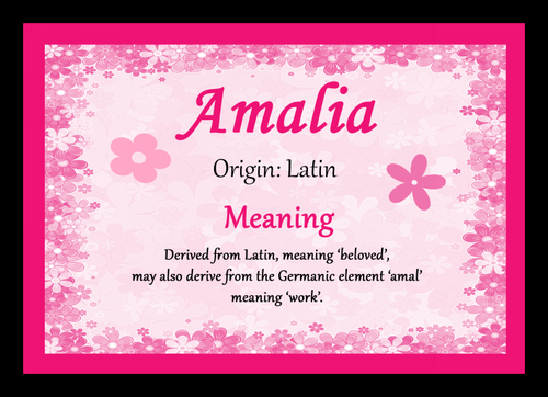 Amalia Personalised Name Meaning Placemat - The Card Zoo