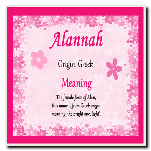 Alannah Personalised Name Meaning Coaster - The Card Zoo