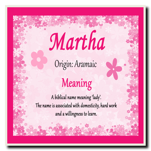 Martha Personalised Name Meaning Coaster - The Card Zoo