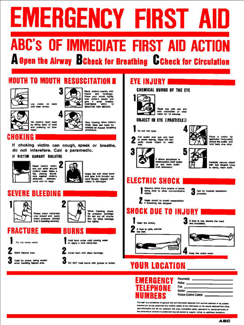 Sign - ABC's Emergency First Aid (18in x 24in) - Emissions Depot®