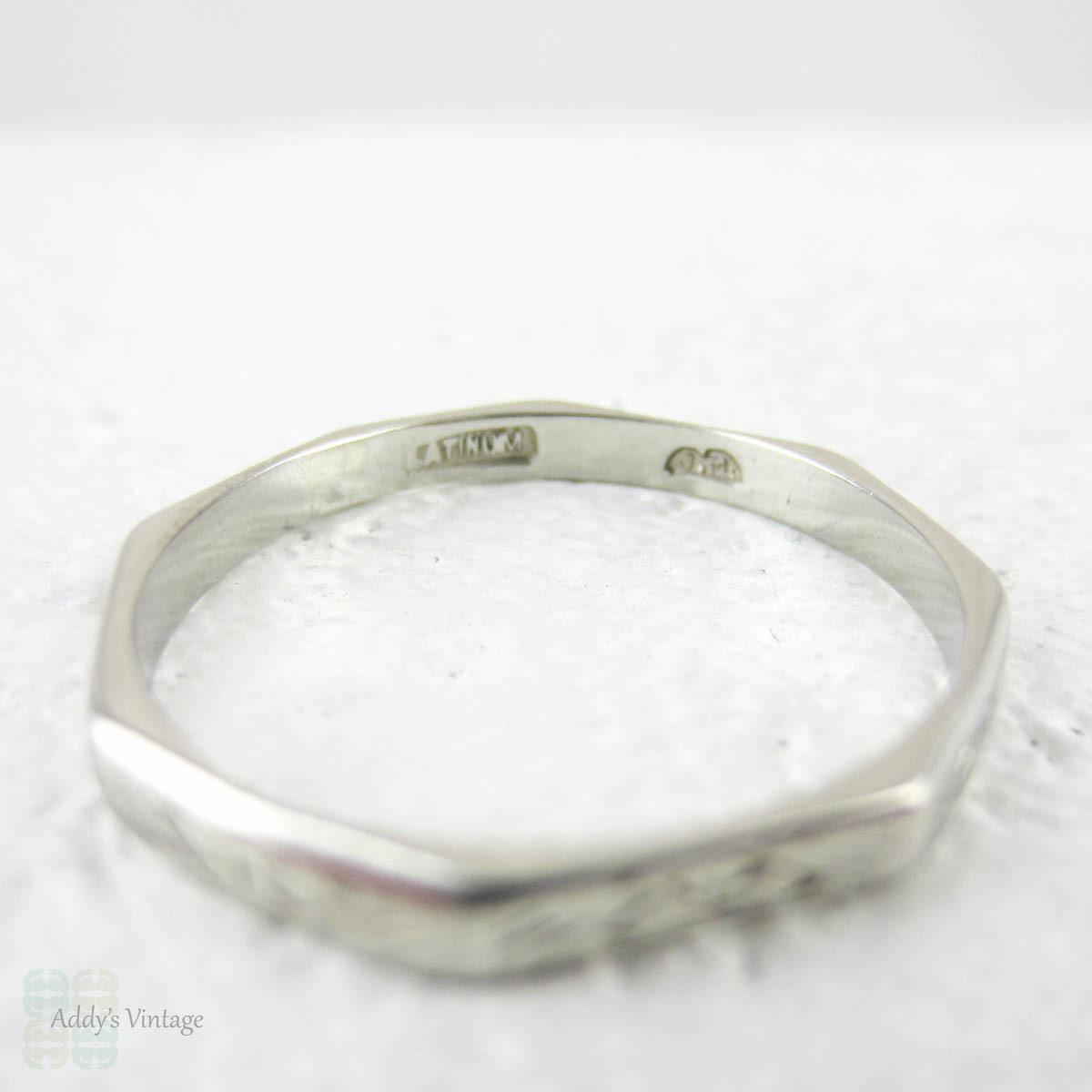 Art Deco Platinum Octagonal Engraved Wedding Band. Beautiful Engraved ...