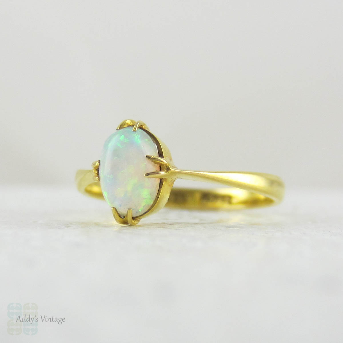 Antique Opal Single Stone Ring in 18 Carat Yellow Gold. Opal Cabochon ...