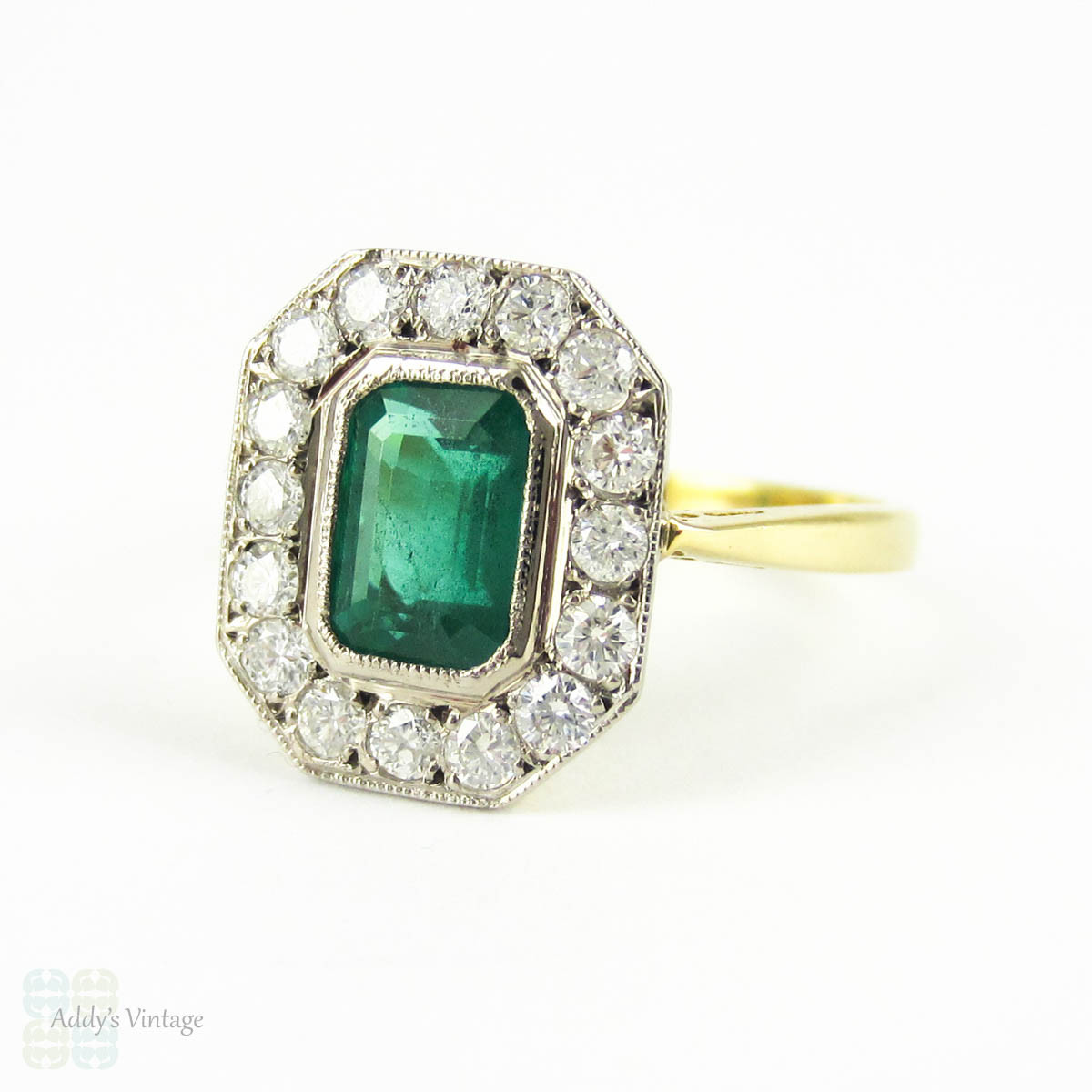 RESERVED. Vintage Emerald & Diamond Cocktail Ring. Deep Green Emerald ...