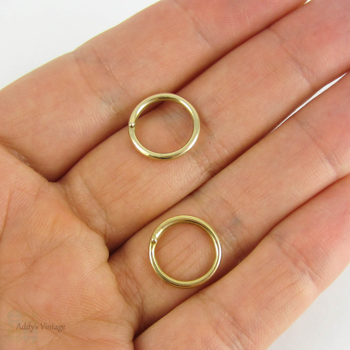 Antique Plain Split Rings, Set of 2 Small Gold Victorian Split Rings